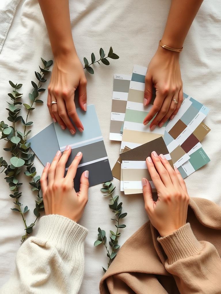 Designer styling fabric and paint swatches